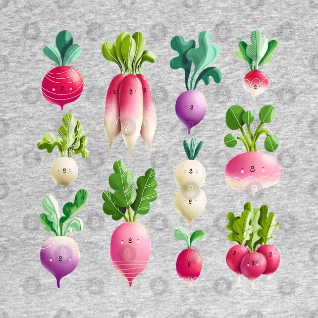 Fresh farm market radish by Stolenpencil